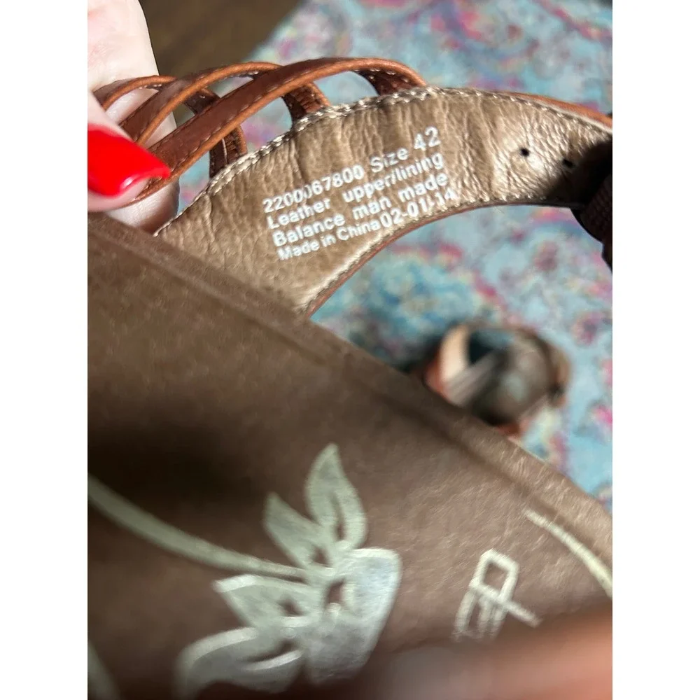 Dansko Wedge Sandals Tan Leather Strappy Braided Slingback Boho Comfort 42